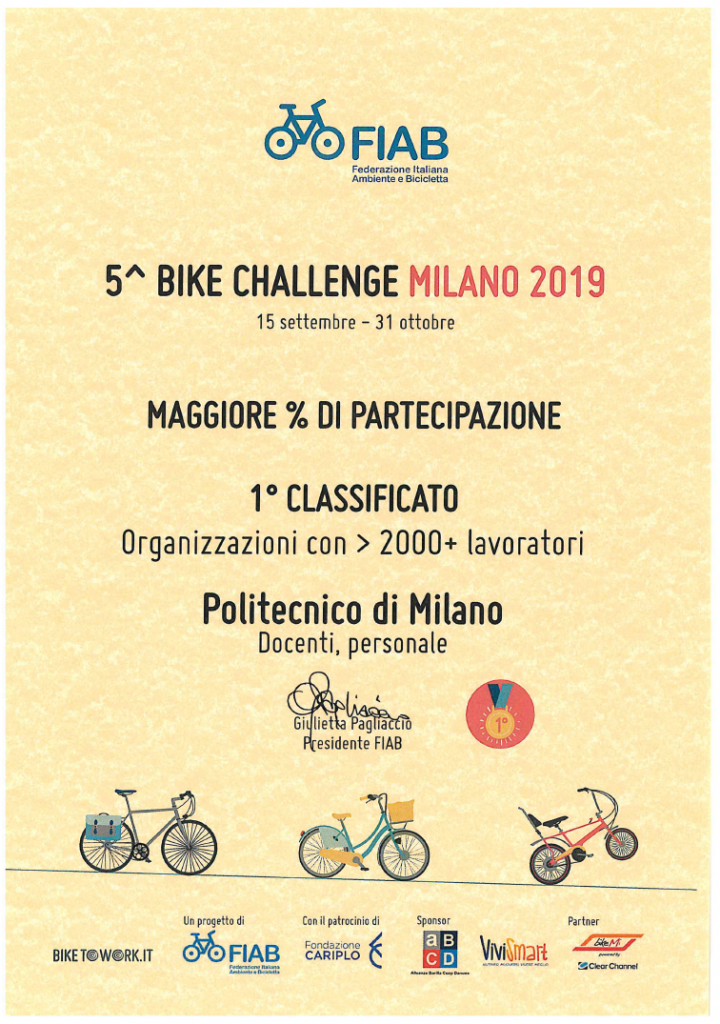 Il Politecnico vince la Milano Bike Challenge 2019 31 01 2020
